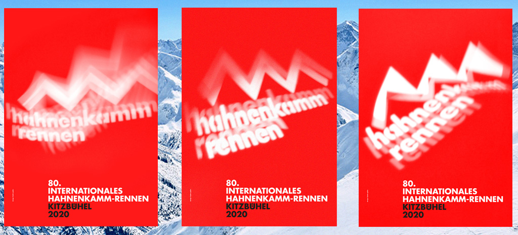fjodor gejko - hahnenkamm rennen kitzebühel 2020 - drei typografische plakate