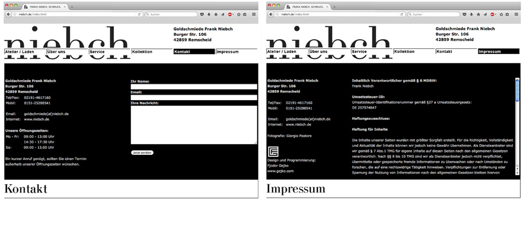 goldschmiede frank niebch - website webdesign programming